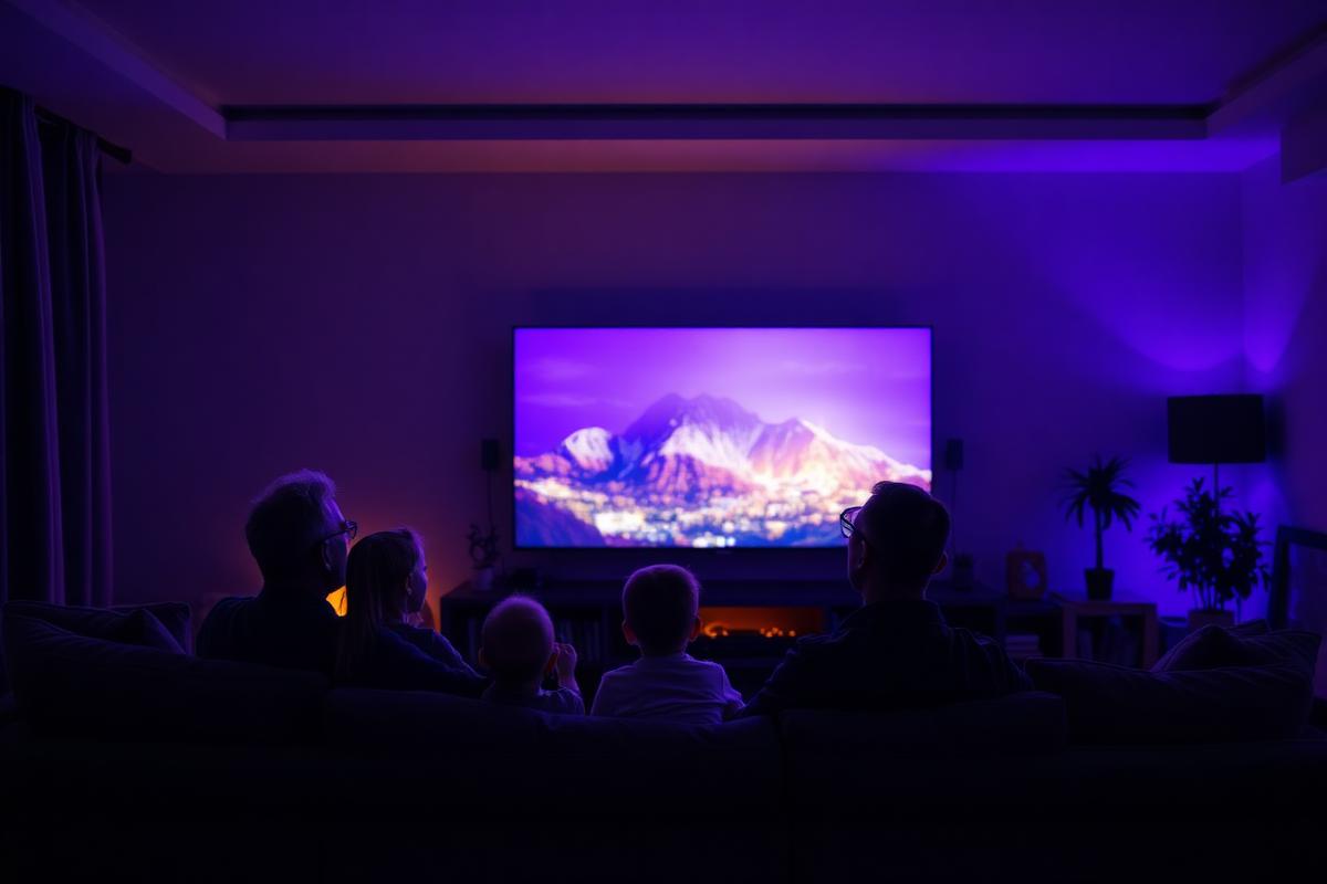Семья смотрит телевизор вечером — телевидение Cellcom tv+